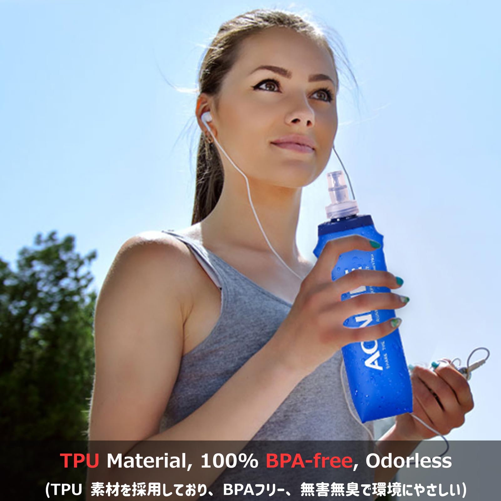 Azarxis TPU Soft Flask Running Collapsible Water Bottles BPA-Free Running Flask 250ml / 500ml for Hydration Pack - Ideal for Running Hiking Cycling Climbing (500ml/16.9oz)